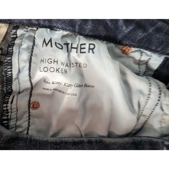 Mother Jeans The Looker Here Kitty Kitty Glitter Racer Stripe Sz 26 US 2 - Picture 7 of 15